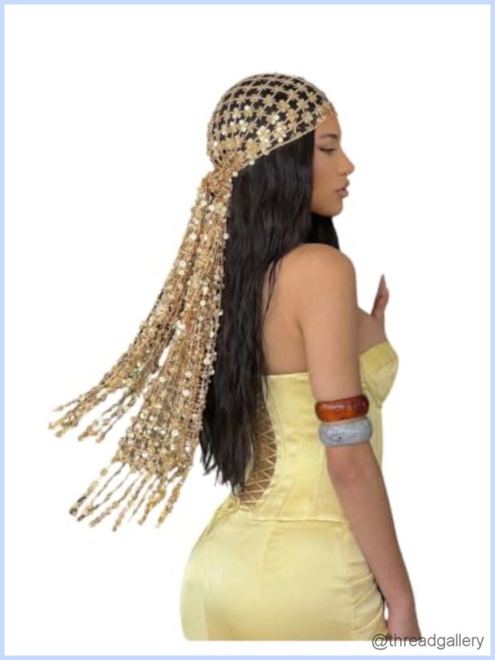 Sequin Fringe Head Scarf Lightweight Tassel Hair Accessory